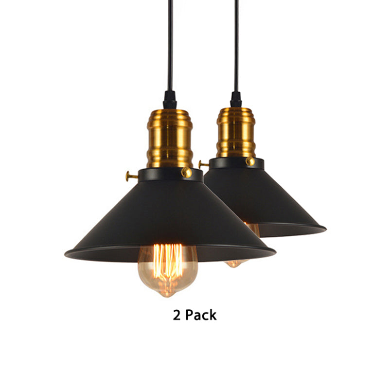 Luminaire suspendu en laiton de style loft - Abat-jour conique, 1 lampe, métal, plafonnier suspendu - (paquet de 1/2/3)