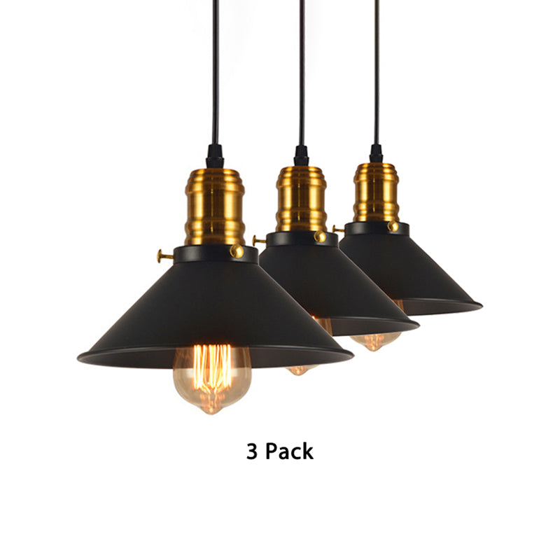 Luminaire suspendu en laiton de style loft - Abat-jour conique, 1 lampe, métal, plafonnier suspendu - (paquet de 1/2/3)
