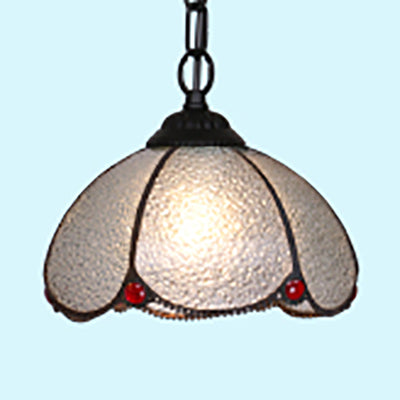 Tiffany Style Bulb Ceiling Lamp - Black/Blue Pendant Light for Living Room with Handcrafted Clear Glass Shade