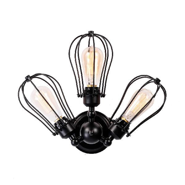 Vintage Style Bulb Shaped Iron Ceiling Light with Wire Guard | Semi Flush Mount | 3/4/5 Lights | Black/Silver