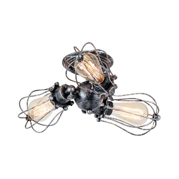 Vintage Style Bulb Shaped Iron Ceiling Light with Wire Guard | Semi Flush Mount | 3/4/5 Lights | Black/Silver