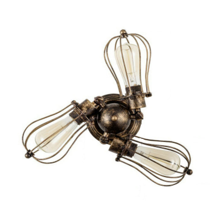 Vintage Style Bulb Shaped Iron Ceiling Light with Wire Guard | Semi Flush Mount | 3/4/5 Lights | Black/Silver