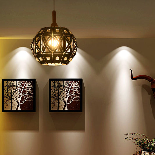 Vintage Metal Globe Pendant Light with Crystal for Study Room