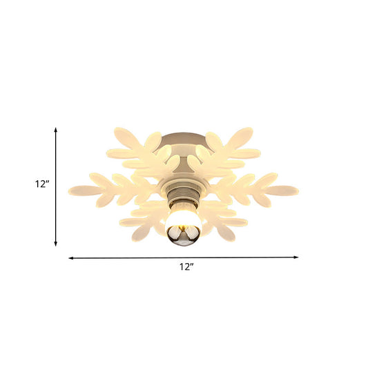 Nordic Acrylic Led Flush Mounted Lamp Olive Branch Semi Flushmount 1 Head White/Warm Light For
