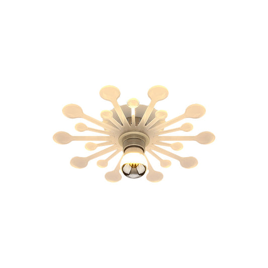 Nordic White Dandelion Led Semi Flush Ceiling Light With Acrylic Shade