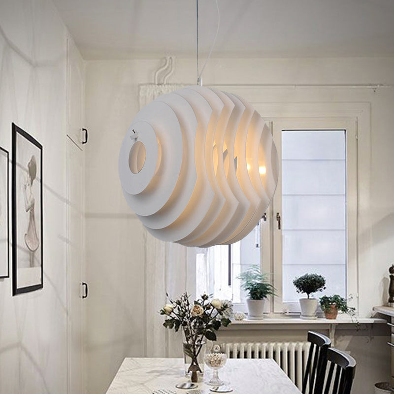 Honeycomb Dining Room Pendant Light in White - Modern Metal Suspension Lamp