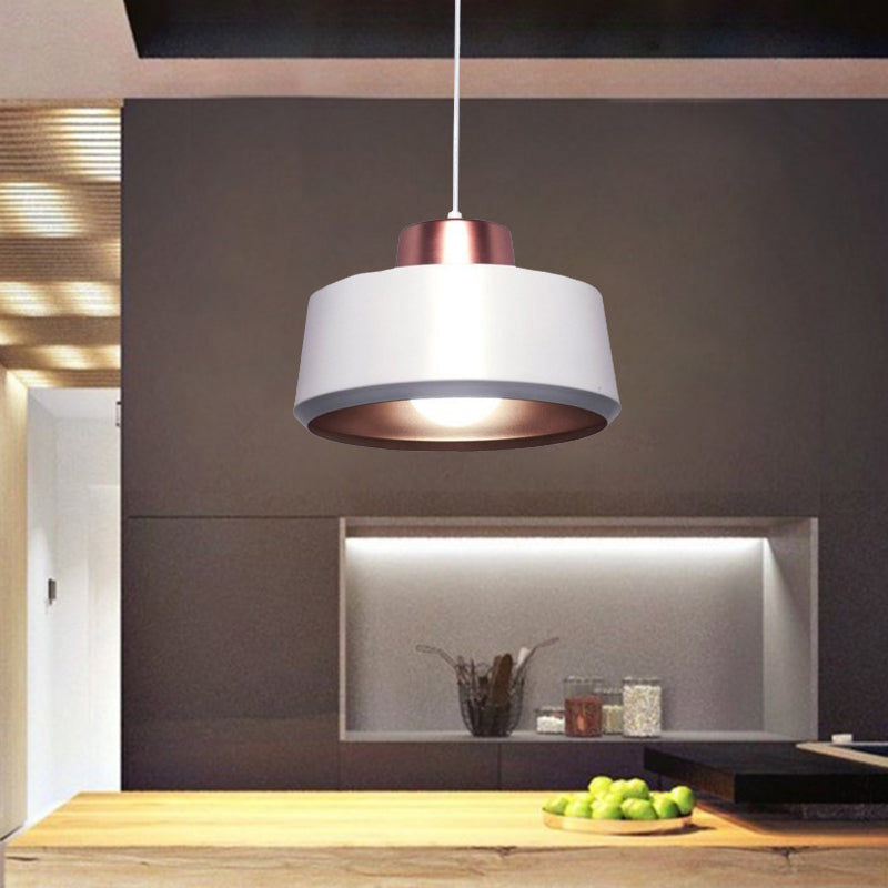 Nordic Circle Hanging Ceiling Light Pendant - Modern Metal Design with 1-Light for Dining Room in White