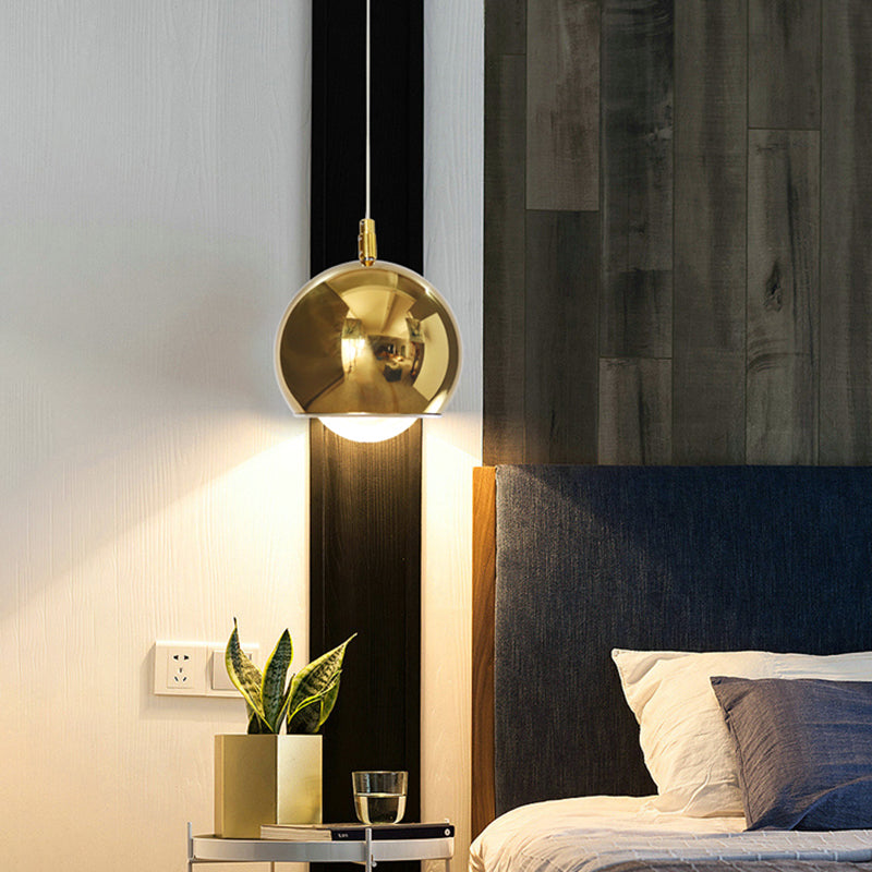 Rotatable Gold Iron Globe Pendant Lighting Kit with LED, Perfect for Modern Spaces