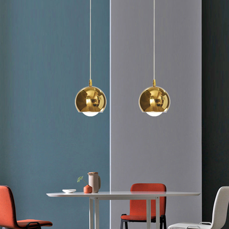 Rotatable Gold Iron Globe Pendant Lighting Kit with LED, Perfect for Modern Spaces