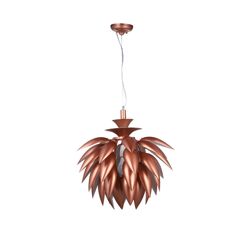 Copper Pinecone Suspension Pendant Lamp - Contemporary Metallic Ceiling Light For Restaurants