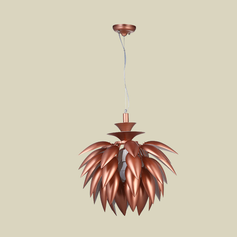 Contemporary Copper Pinecone Pendant Lamp - 1-Bulb Metallic Ceiling Suspension Lighting for Restaurants