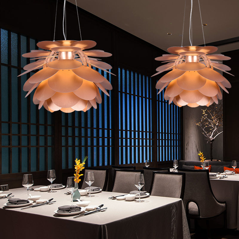 Contemporary Copper Hanging Pendant Light for Restaurants - Pinecone Metal Finish