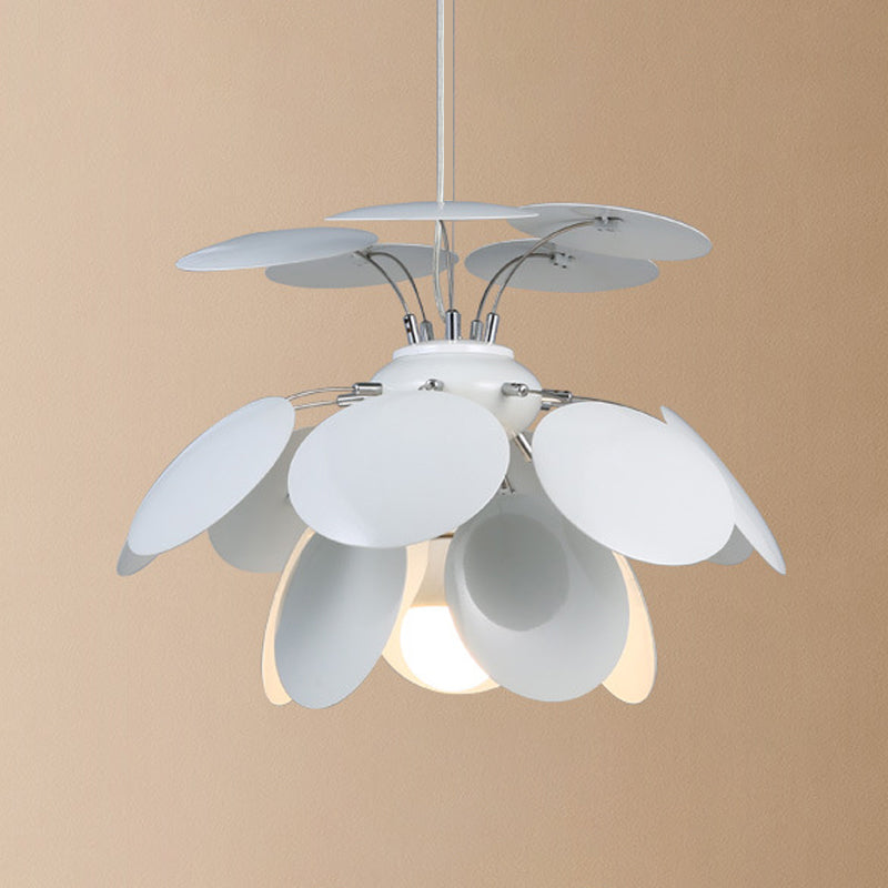 Modern Pinecone Hanging Pendant Lamp - Metallic Finish, 1-Head, Wide 19.5"/23.5" - White