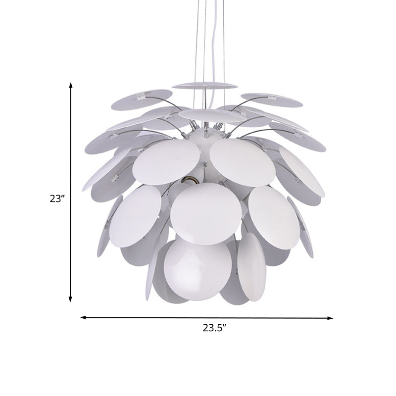 Modern Pinecone Hanging Pendant Lamp - Metallic Finish, 1-Head, Wide 19.5"/23.5" - White