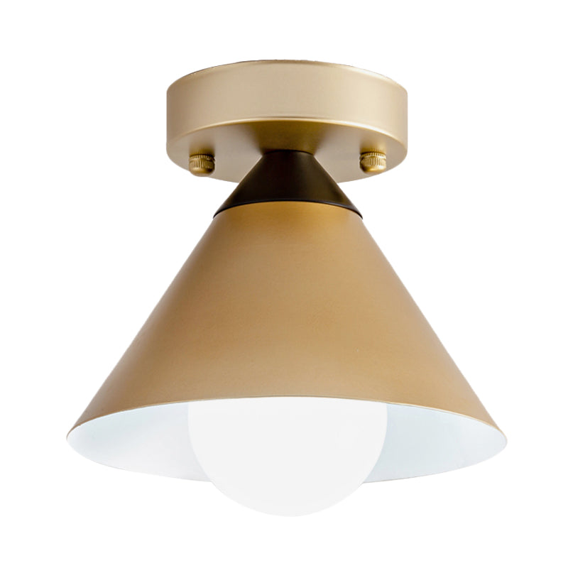 Modern Metallic Flushmount Ceiling Light with Conical Design - 1-Light Gold Finish