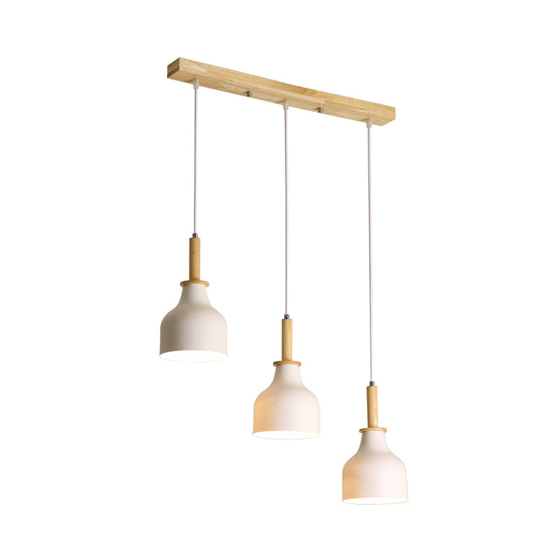Modern Nordic Urn Cluster Pendant with 3 Head Iron Hanging Light - White/Black Finish