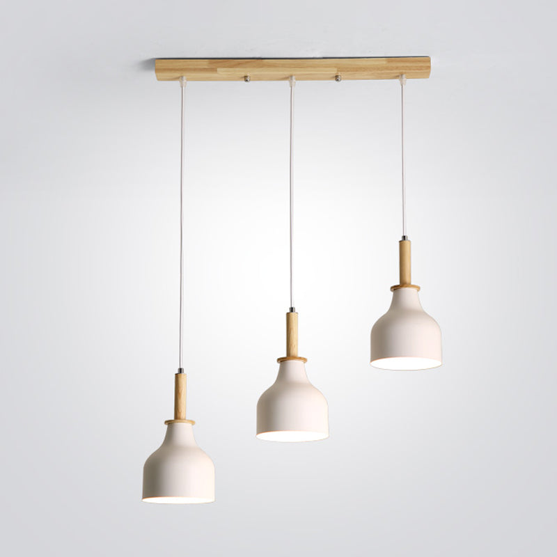 Modern Nordic Urn Cluster Pendant with 3 Head Iron Hanging Light - White/Black Finish