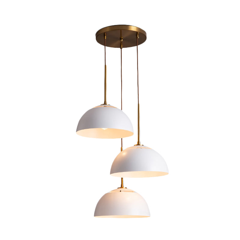 Dining Room Pendant Light Cluster - Macaron White/Pink/Green Finish, Down Lighting with Dome Iron Shade