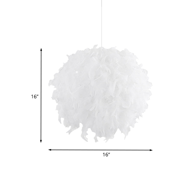Modern White Chandelier Lamp with Feather Ball Shade - 3/4 Lights, Perfect for Bedroom Ceiling Pendant