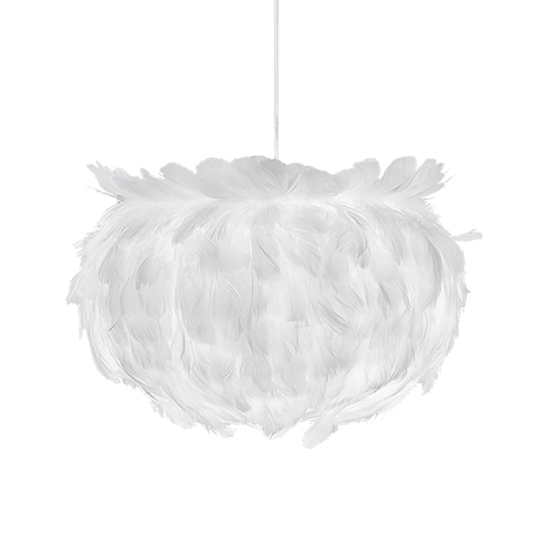 Contemporary Feather Globe Pendant Light - White Suspension Lamp