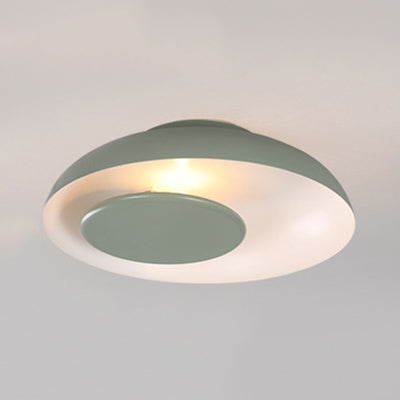 Kid's Macaron Barn Ceiling Light - Flush Mount, Metallic Finish, for Child Bedroom