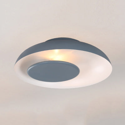 Kid's Macaron Barn Ceiling Light - Flush Mount, Metallic Finish, for Child Bedroom