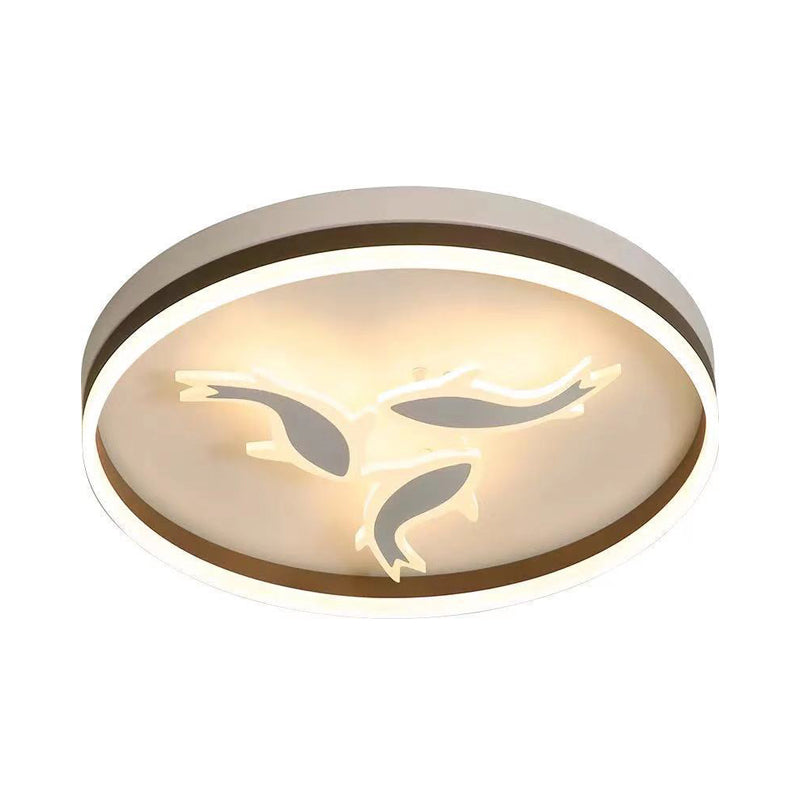 Creative Acrylic Ring LED Ceiling Light with Swimming Fish, Ideal for Baby Room