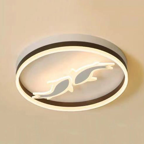 Creative Acrylic Ring LED Ceiling Light with Swimming Fish, Ideal for Baby Room