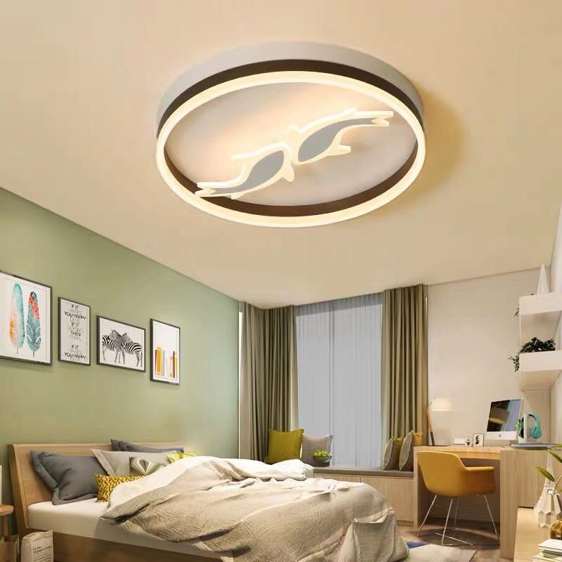 Creative Acrylic Ring LED Ceiling Light with Swimming Fish, Ideal for Baby Room