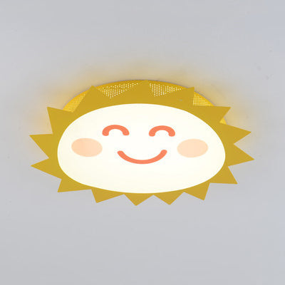 Happy Cartoon Sun Flush Mount Light: Fun & Gentle LED Ceiling Light for Kindergarten