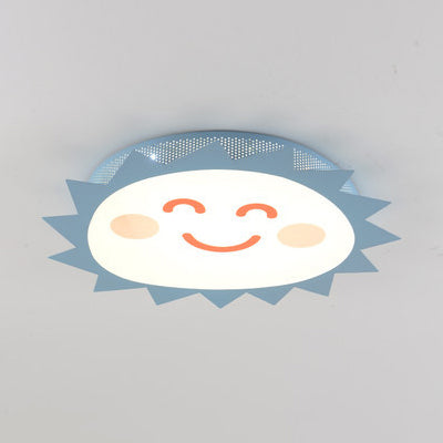 Happy Cartoon Sun Flush Mount Light: Fun & Gentle LED Ceiling Light for Kindergarten