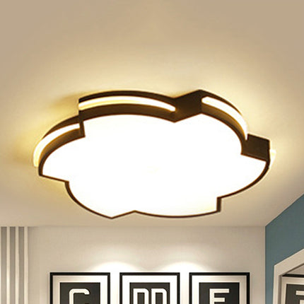 Modern Floral LED Ceiling Lamp for Bedroom/Balcony - White Flush Mount Light