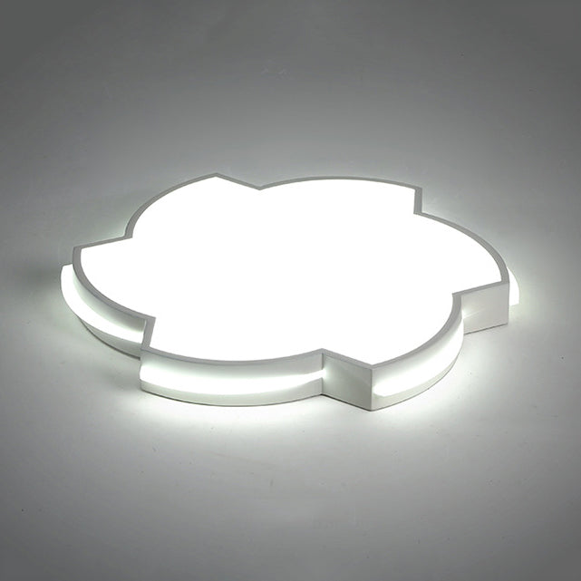 Modern Floral LED Ceiling Lamp for Bedroom/Balcony - White Flush Mount Light