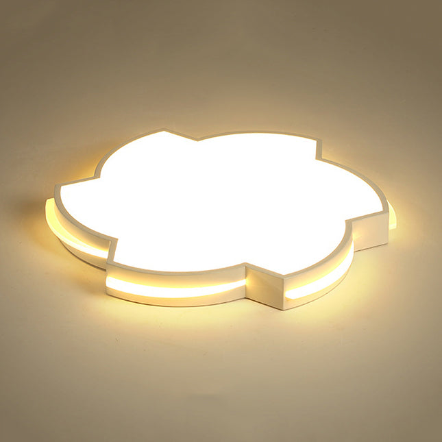 Modern Floral LED Ceiling Lamp for Bedroom/Balcony - White Flush Mount Light
