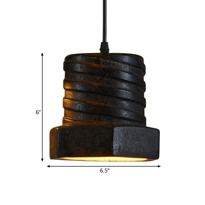 Black Ceramic Cylinder Pendant Lamp - 1-Light Hanging Light Kit For Dining Room