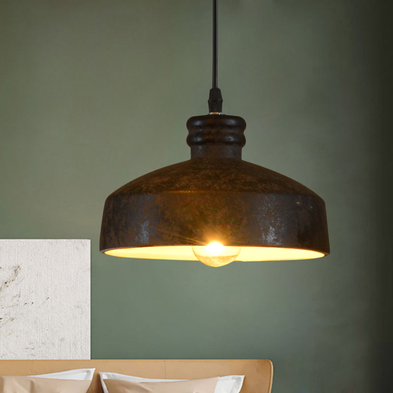 1-Light Ceramic Pendant Lamp in Black - Modern Hanging Light for Dining Room