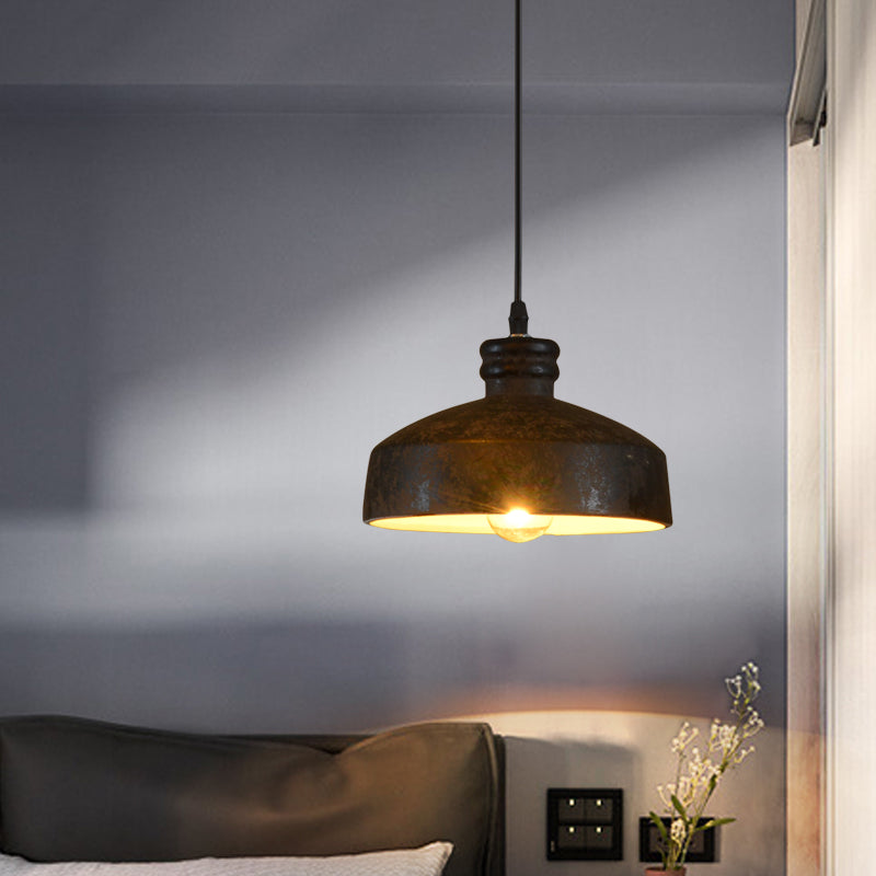 Black Ceramic Cylinder Pendant Lamp - 1-Light Hanging Light Kit For Dining Room