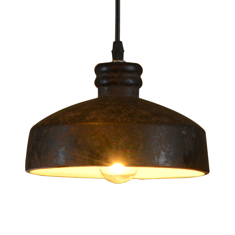 Black Ceramic Cylinder Pendant Lamp - 1-Light Hanging Light Kit For Dining Room