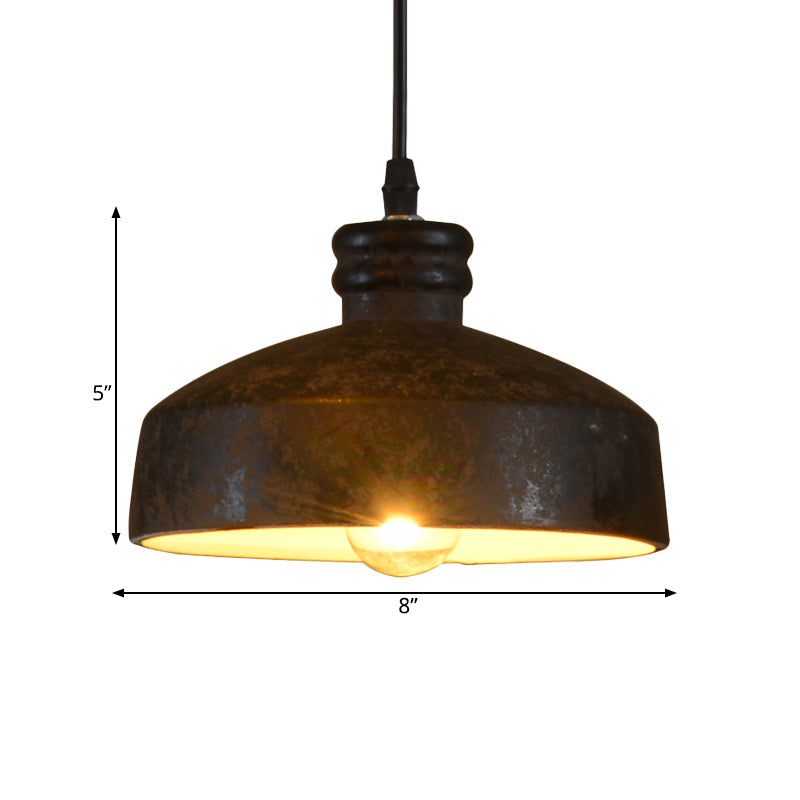Black Ceramic Cylinder Pendant Lamp - 1-Light Hanging Light Kit For Dining Room