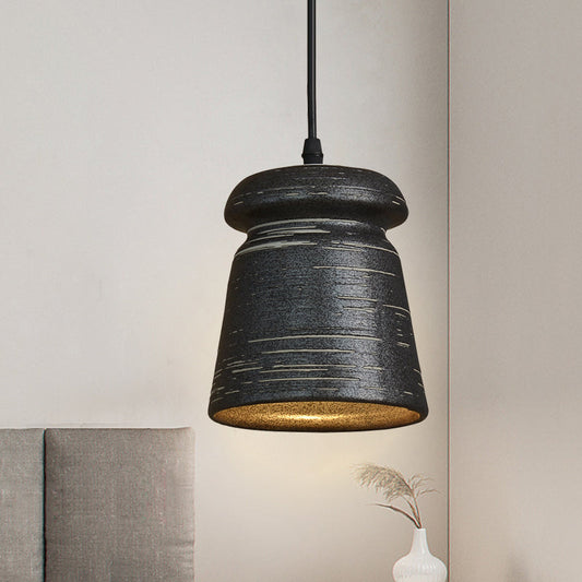 Industrial Style Black Ceramic Suspension Pendant Light for Restaurants - 1-Head Cylinder/Urn Design