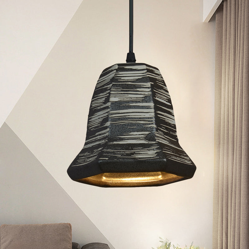 Industrial Style Black Ceramic Suspension Pendant Light for Restaurants - 1-Head Cylinder/Urn Design