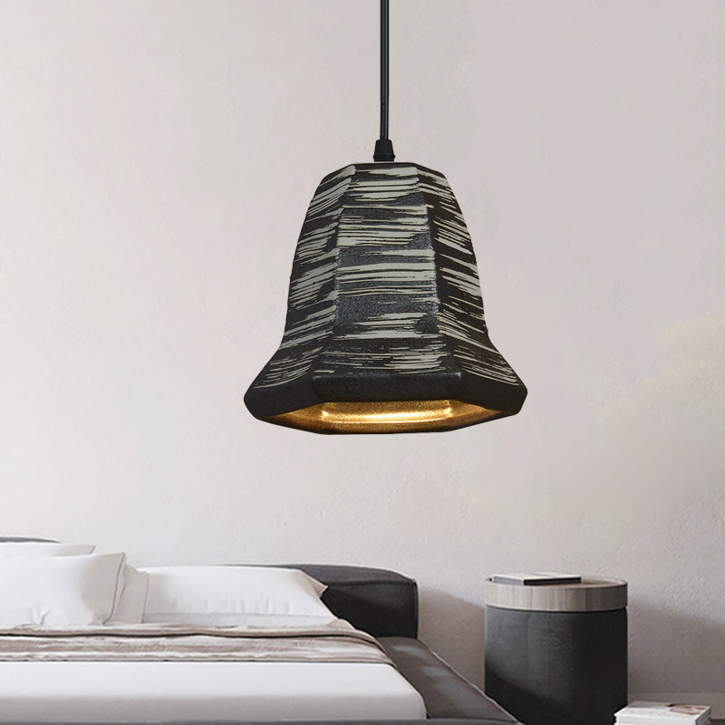 Industrial Style Black Ceramic Suspension Pendant Light for Restaurants - 1-Head Cylinder/Urn Design