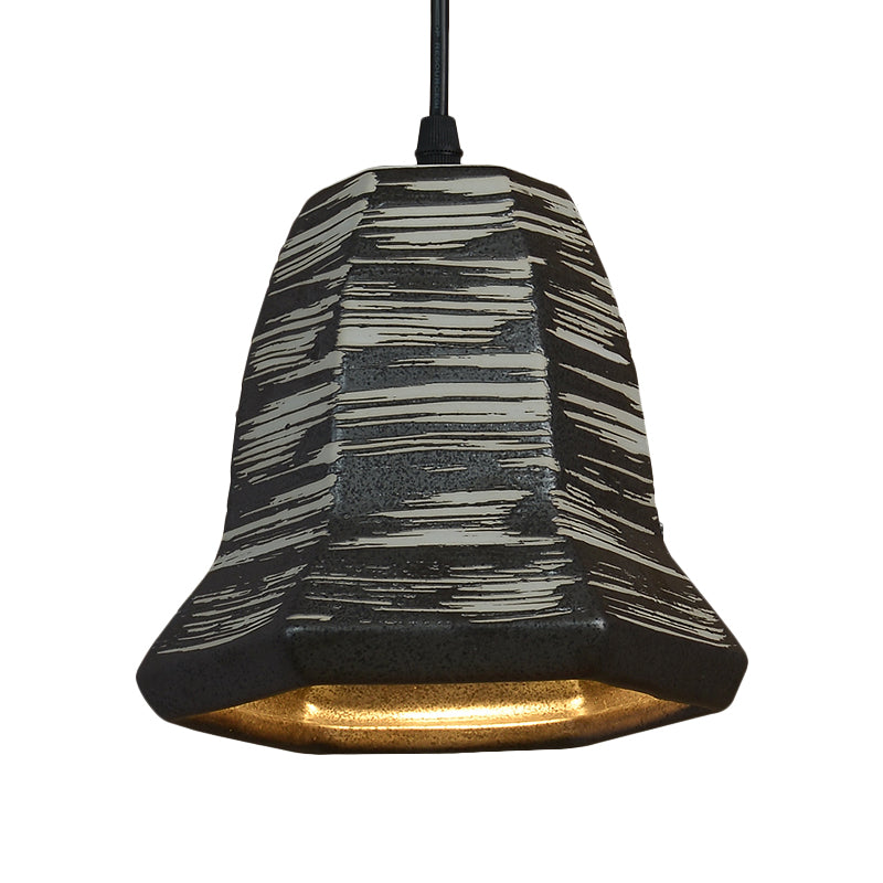 Industrial Style Black Ceramic Suspension Pendant Light for Restaurants - 1-Head Cylinder/Urn Design