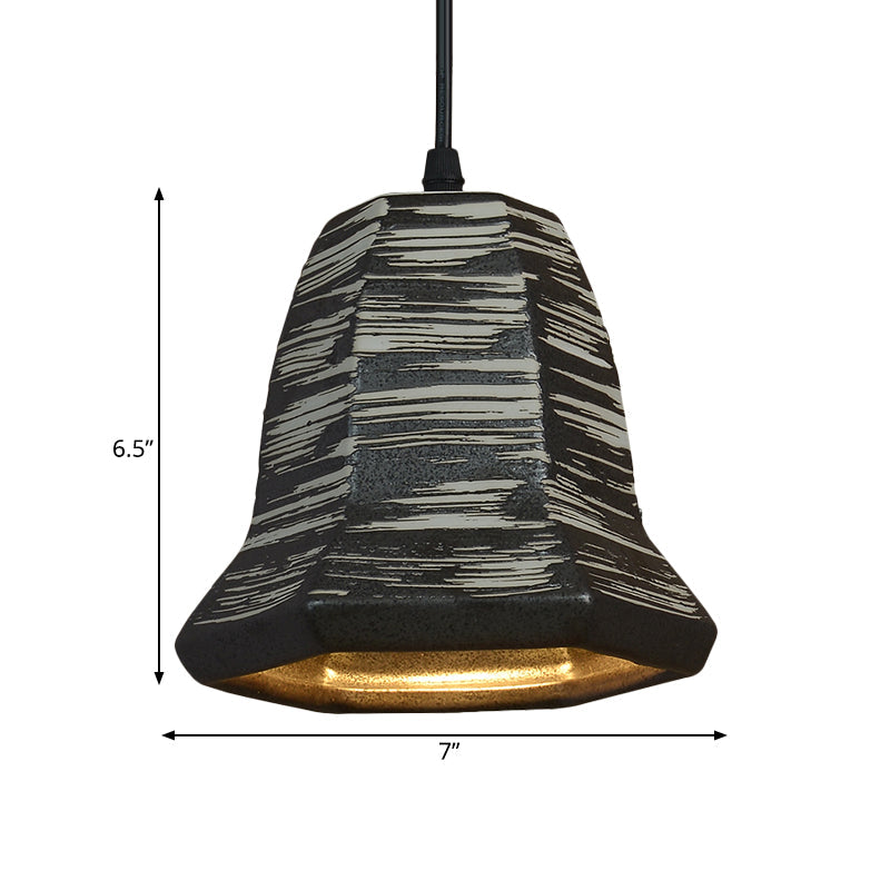 Industrial Style Black Ceramic Suspension Pendant Light for Restaurants - 1-Head Cylinder/Urn Design