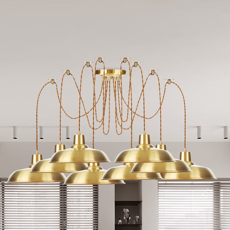 Gold Finish Industrial Metal Barn Pendant Light Fixture - Swag Hanging Lamp Multiple Bulb Options 8