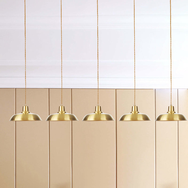 Gold Tandem Multi-Light Chandelier - Industrial Barn Ceiling Lamp (3/5/7-Light)