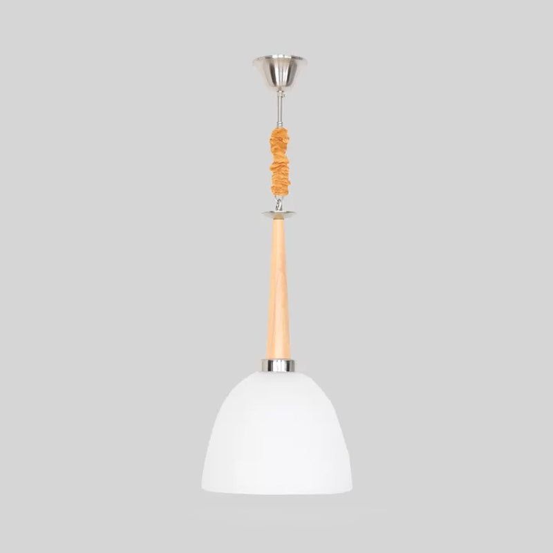 Beige Dome Pendant Lamp with Prismatic Glass Shade - 11.5"/14" Wide