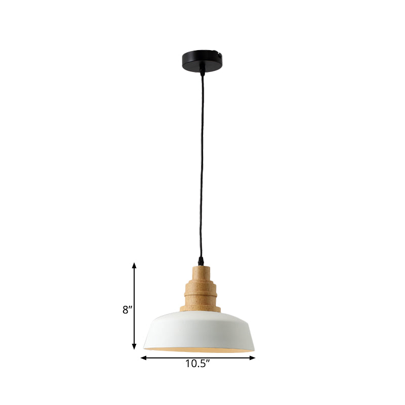 Modern Nordic Restaurant Pendant Ceiling Light with White Finish and Iron Bowl Shade