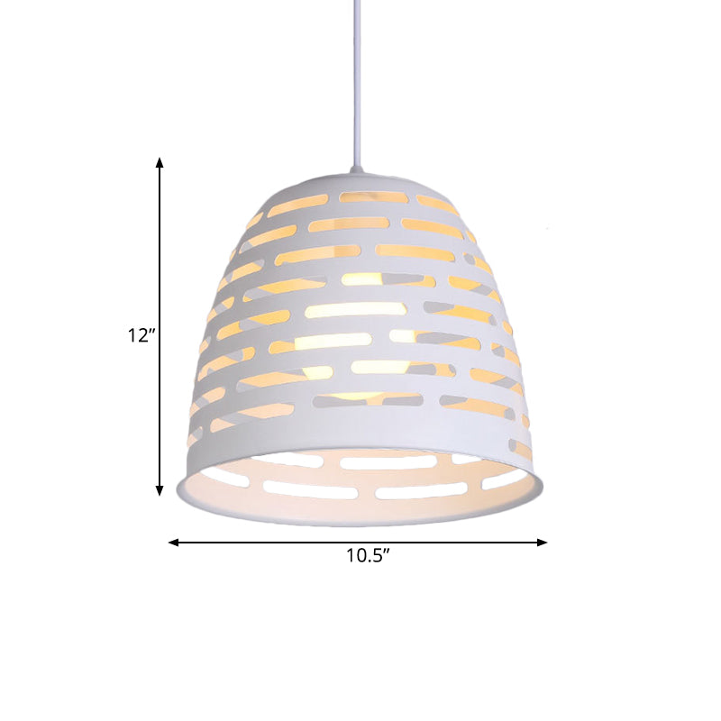 Kit de suspension simple blanche avec abat-jour en fer sculpté - Idéal pour les restaurants