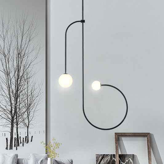 Black Frosted Opal Glass Modo Pendant Chandelier with LED Bulbs